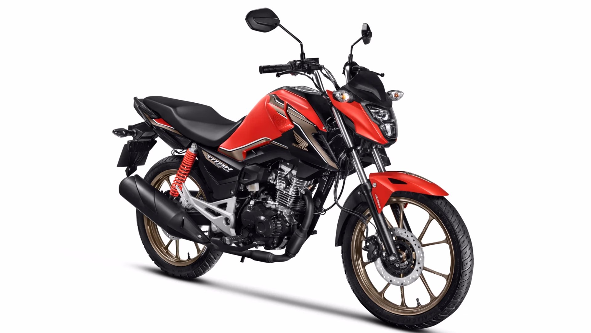 Moto Honda Nova Cg Comemorativa Vermelha Visao Total Vertical Dianteira Direita - 11 de 13